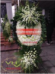 vòng hoa lan trắng to đại hai tầng