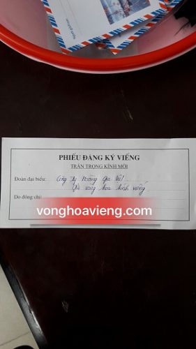 Phiếu gửi vòng hoa ngày 23/02 tại số 5 trần thánh tông