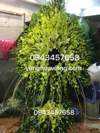 lẵng hoa lan vàng 2 tầng to đại